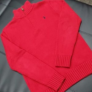 Polo Ralph Lauren Boys Red Quarter Zip Sweater L